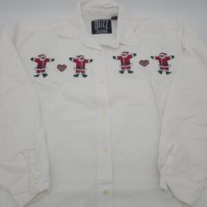 Women's Cream Blouse with Santa Embroidery